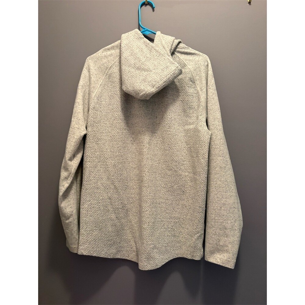 Russell Hoodie Mens Size M Light Gray Pullover Waffle Knit Kangaroo Pocket - Picture 6 of 9
